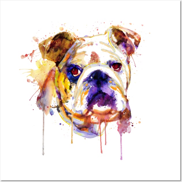 English Bulldog Head Wall Art by Marian Voicu